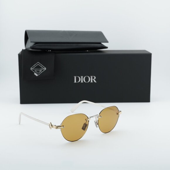 Dior CD DIAMOND R5U F2H0 Oval Sunglasses - Gold/Silver/Brown